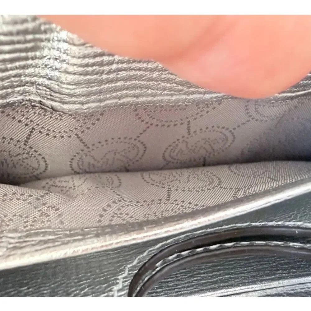 Michael Kors Jet Set Travel Silver Studded Jewel Leather Wristlet Wallet Clutch